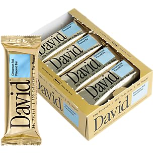 π High Protein Bars No Sugar - Sugar Free Protein Bars, Low Carb, Gluten Free - 28g of Protein, 150 Calories - David Bar On-The-Go Snack , Pack of 12