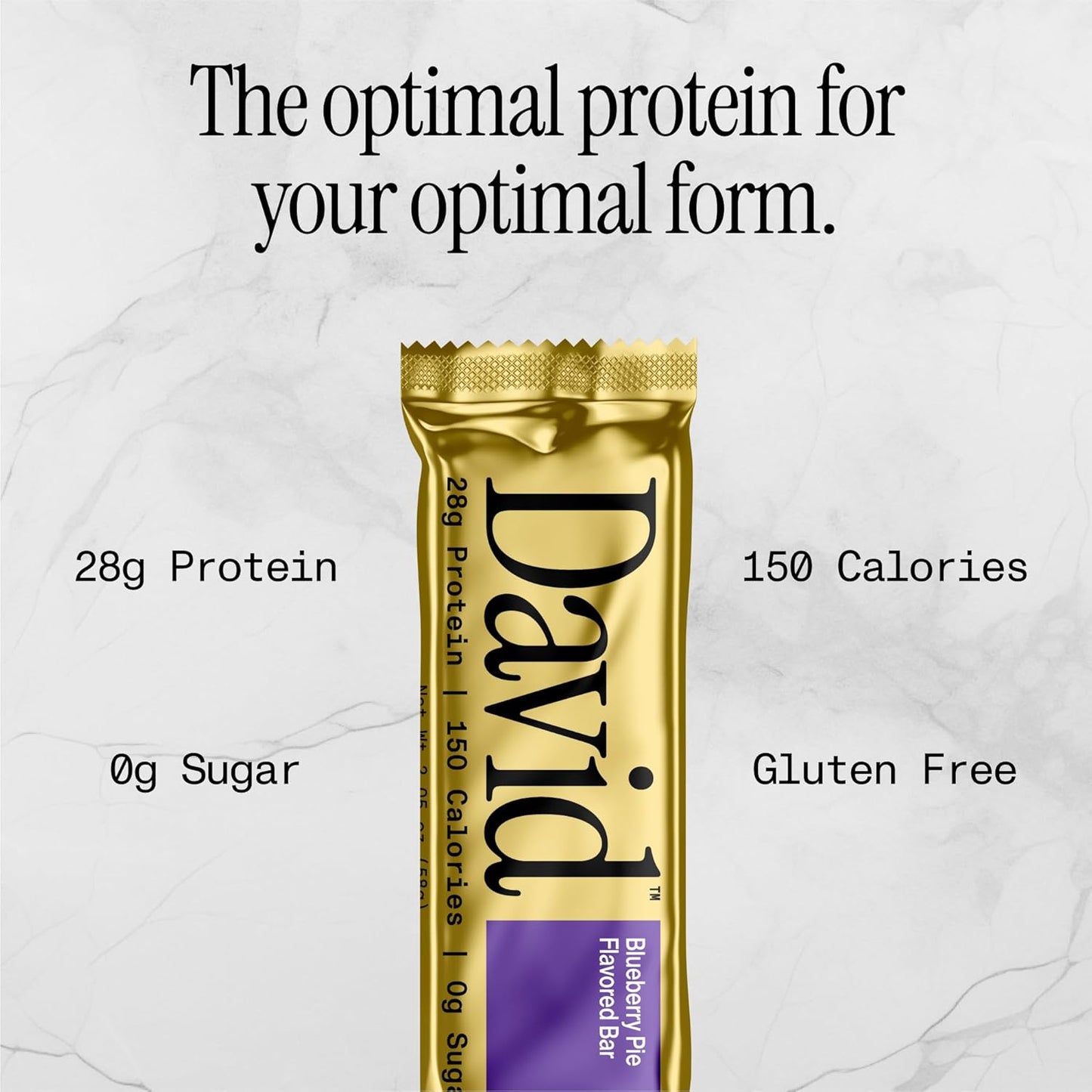 π High Protein Bars No Sugar - Sugar Free Protein Bars, Low Carb, Gluten Free - 28g of Protein, 150 Calories - David Bar On-The-Go Snack , Pack of 12